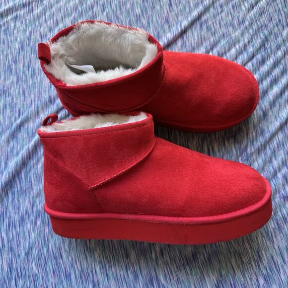 AERIE FAUX SUEDE CLASSIC PLATFORM ANKLE BOOTS SIZE 10 - Picture 3 of 9